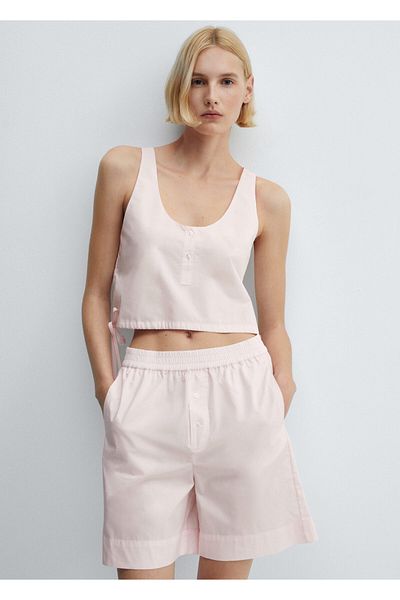 MANGO Woman Pantaloni de pijama pentru femei roz deschis 67076016