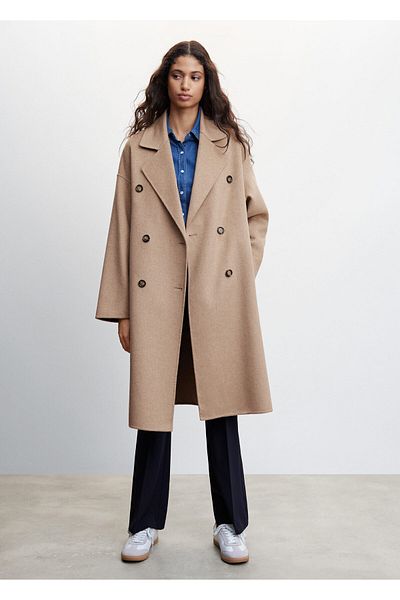 MANGO Dámský béžový kabát – model 47040059