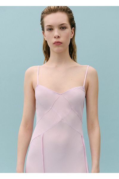 MANGO Woman Απαλό ροζ γυναικείο φόρεμα 67018658