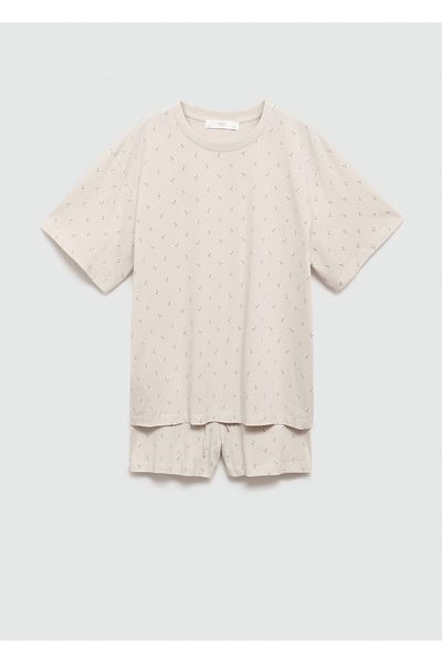 MANGO Off-White Damen-Pyjamahose 77050272
