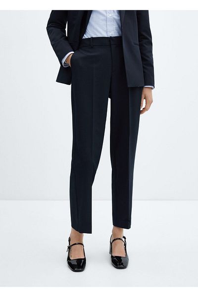 MANGO Woman Pantaloni de damă albastru strălucitor -57800365