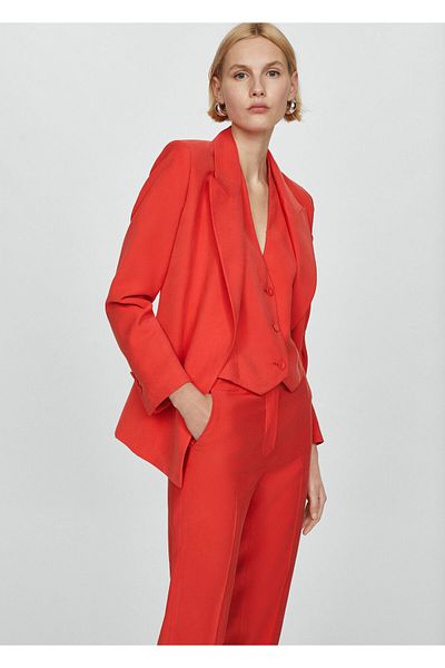 MANGO Woman Straight cut fabric pants