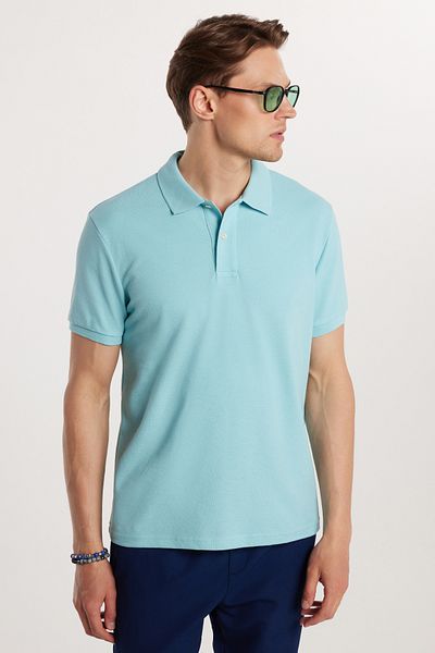 Tudors Ανδρικό T-shirt Slim Fit Slim Fit 100% βαμβακερό μπλε γιακά πόλο