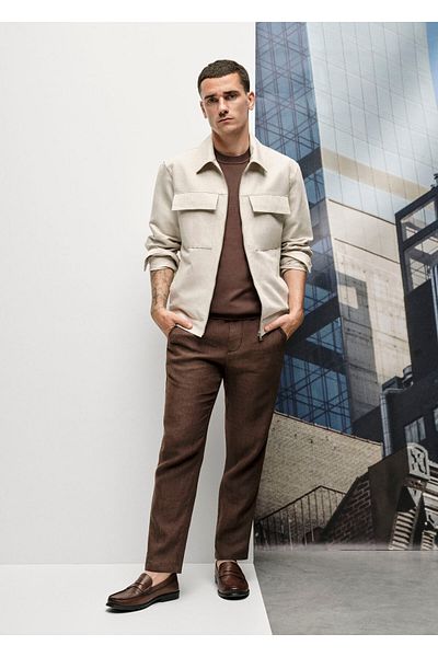 MANGO Man Παντελόνι Slim Fit 100% λινό