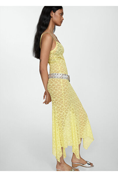 MANGO Woman Kadın Pastel Sarı Elbise 67067908