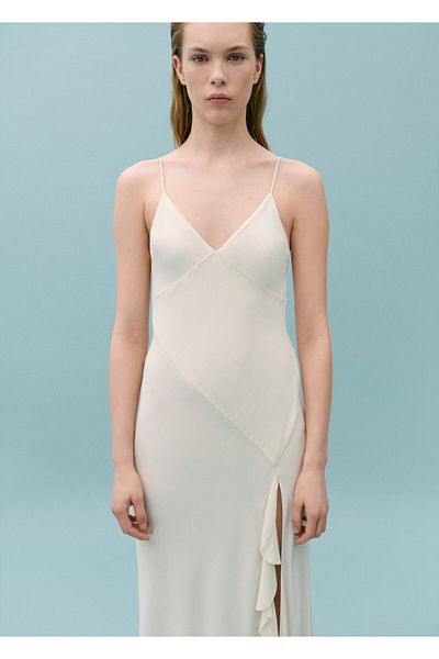 MANGO Woman Γυναικείο φόρεμα Pearl White 67018657