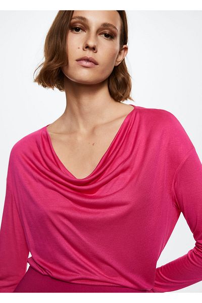 MANGO Woman T-Shirt με γιακά