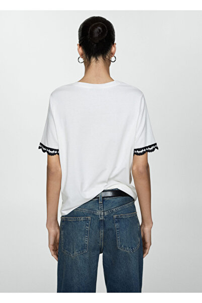 MANGO Woman Μπλουζάκι με βελονάκι στα μανίκια