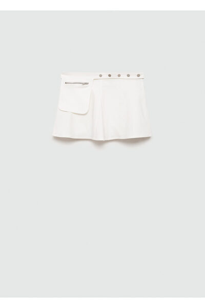 MANGO Woman Kırık Beyaz Kadın  Etek 77060629