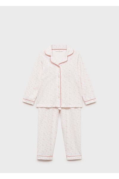 MANGO Spodnie piżamowe dla dziewczynki w kolorze off white 77034442