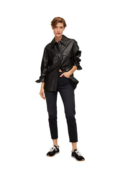 MANGO Woman Women's Black Denim Elastic Mom Jean