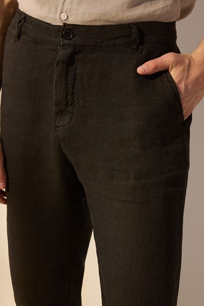 Trendyol Collection Μαύρο Limit 100% λινό κανάλι κανονικής εφαρμογής