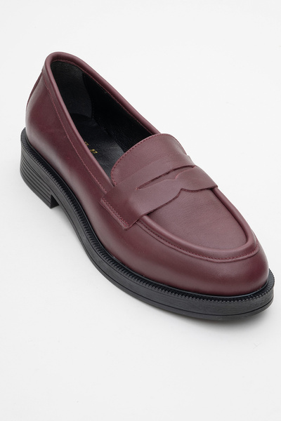 LuviShoes Дамски мокасини от естествена кожа Pline Burgundy Skin