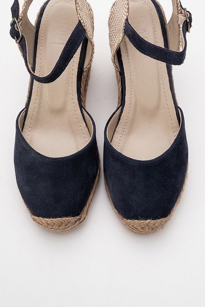 LuviShoes Sandale cu toc pentru femei SİNTA din piele intoarsa albastra