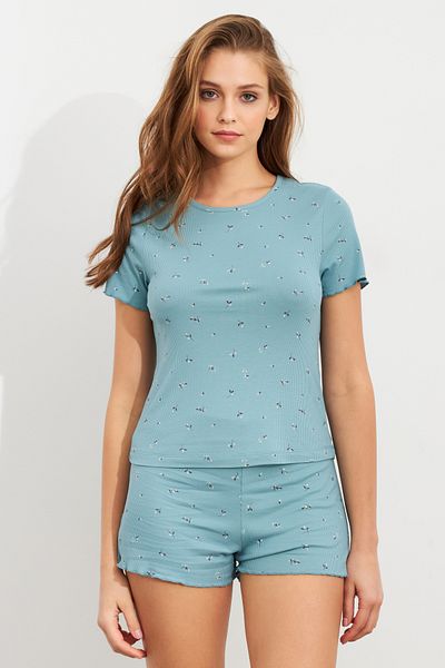 Cool & Sexy Women's Mint Floral Pajama Set Han300-1