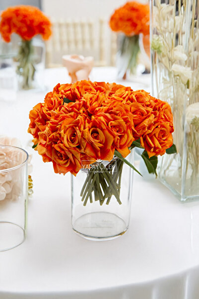 Yapay Çiçek Deposu 10 buchete de trandafiri de lux 25 cm Tuıuncu