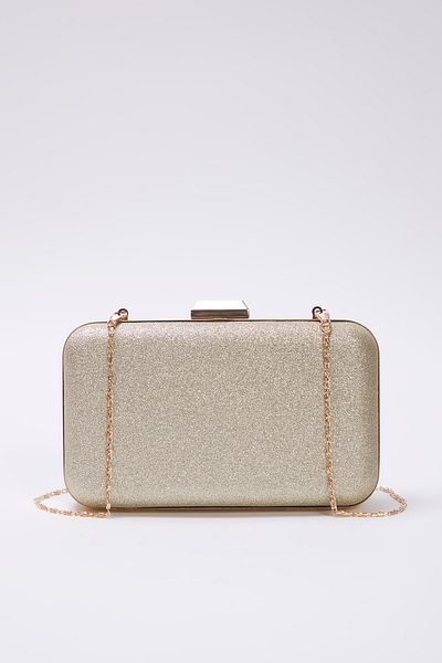 TRENDYOL SHOES Zlaté třpytivé večerní šaty Dámská stylová kabelka Mini Clutch TAKSS25OC00065