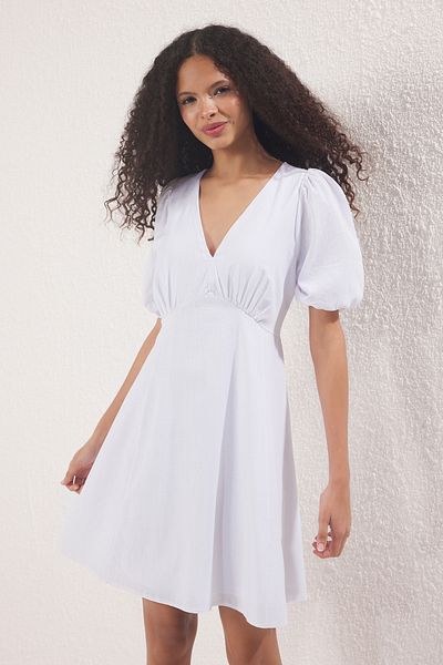 Trendyol Collection White Skirt Waist Opening Cotton Dress Twoss25El00803