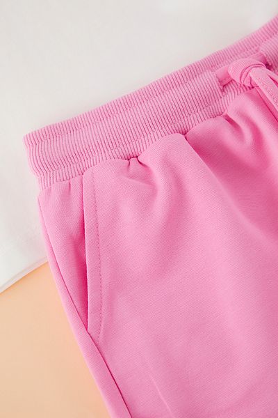 TRENDYOLKIDS Pink Girl's 100% Cotton Slogan Nyomtatott rövid ujjú kötött alsó szett