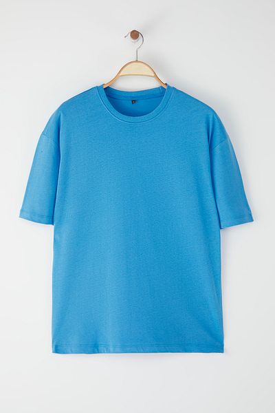 Trendyol Collection Σκούρο μπλε Oversize/Wide Cut 100% T-Shirt TMNSS22TS0318