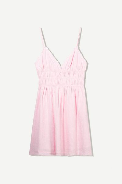 Bershka Ruffled rustic mini dress