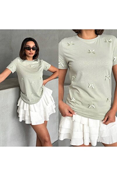 VESS MODA Tricou de damă cu fundă brodat