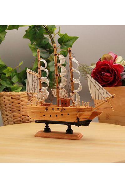 HEDİYEBİZİZ Wooden Sailing Ship - Wood Black