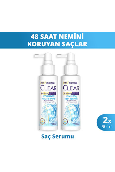 Clear Women Kepeğe Karşı Etkili Saç Bakım Serumu Hyaluron Nem Terapisi 90 ml X2