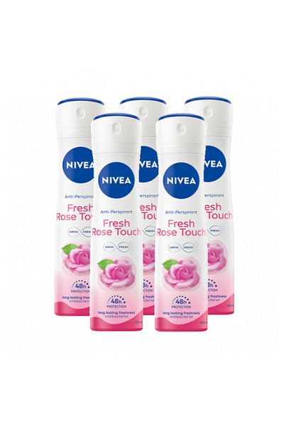 NIVEA Fresh Rose Touch, antiperspirant spray for women, 5x150 ml