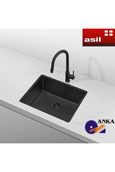 Asil Krom As 359 Antrasit 40×50 Pvd Kaplama, Paslanmaz Çelik Mutfak Evyesi, E...