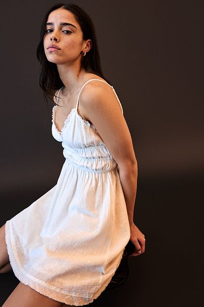 Bershka Ruffled rustic mini dress