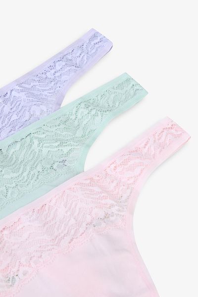 Penti Soft Harmony Baumwollspitze Detailliertes Mehrfarbiges 3-teiliges Tanga-Höschen