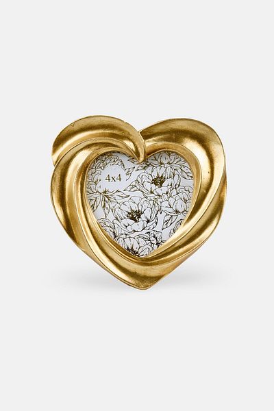 Enchante Accessories Gold Resin Heart Photo Frame 4 X 4 Cm, Gold