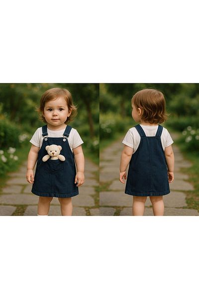 MİNYON BABY Teddy Bear Detailed Summer Jumpsuit Dress