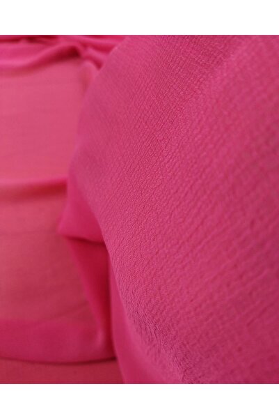 Kumaş Parça تصميم بلون الشيفون الفوشيا - العرض 140 سم × الطول 220 سم