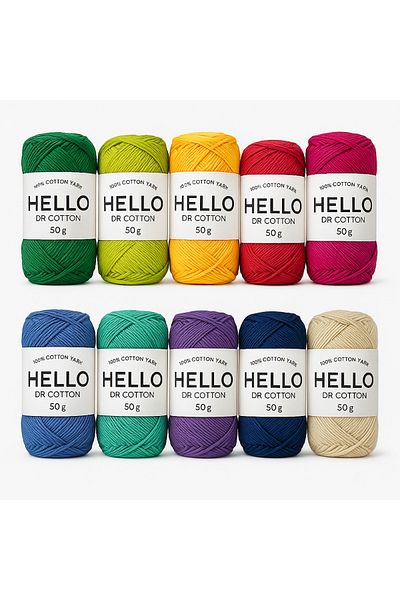 Hello Βαμβάκι 50 γραμμάρια ζωηρά χρώματα Punch & Amigurimi Yarn 10 Pack 100% Cotton