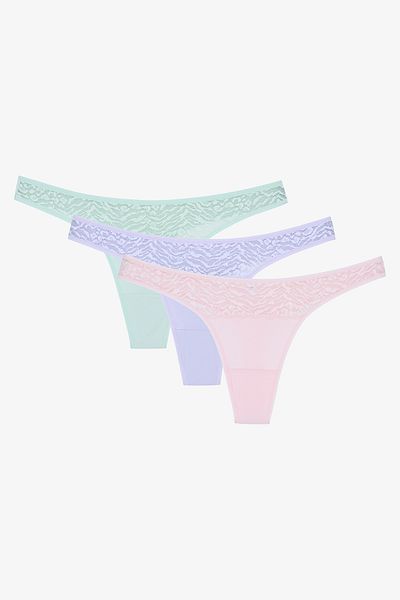 Penti Soft Harmony Baumwollspitze Detailliertes Mehrfarbiges 3-teiliges Tanga-Höschen