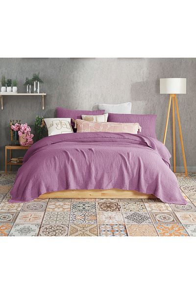 destinyhometex Plum 4 Layer Multi Muslin 100% Cotton Oversize Fringeless 260x240cm