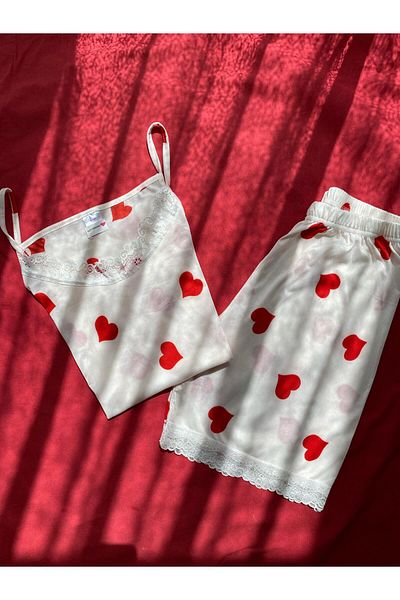 DCY DREAM Set de pijamale cu inimă și pantaloni scurți cu bretele