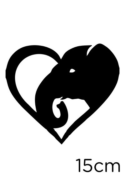 New Jargon Semn Inimă Și Elefant Petshop Autocolant Vitrine Sticla Auto 15cm - Negru