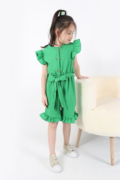 aden kids Girl Child Belt Stretchy Fabric 4-12 Years Old Jumpsuit