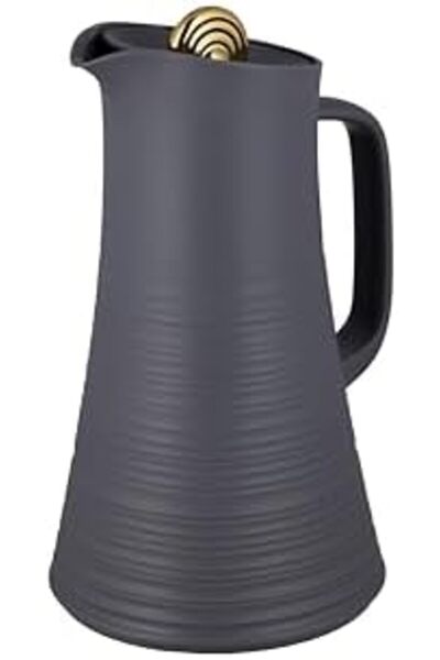 ALSAIF قارورة ديفا للشاي والقهوة، لون رمادي/ذهبي، مقاومة للتسرب، تحافظ على سخونة المشروبات، سعة لتر واحد