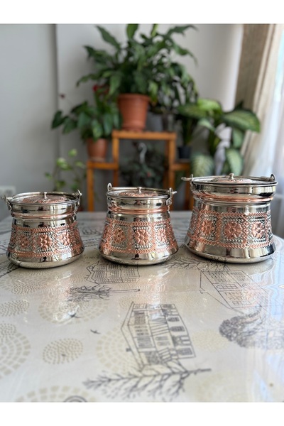 Erişim Bakırhanem Sebe home bakır 5 kg luk desenli bakraç yoğurt satırı