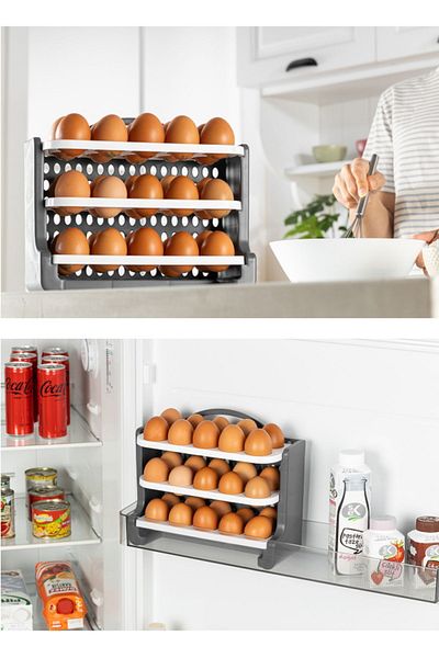 Vienev 30 Compartment Egg Rack Storage Container Anthracite