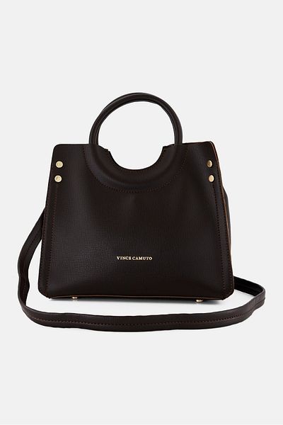 Vince Camuto Women Brand Logo Satchel Bag 23 H x 26 L x 13 W cm, Dark Brown