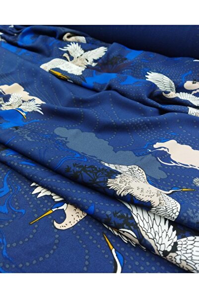 Kumaş Parça شيفون كريب أزرق داكن رفيع - 90 سم لكل لوحة، العرض: 145 سم