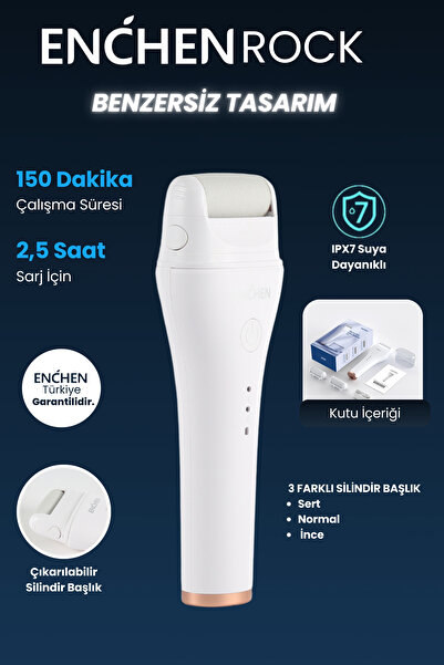 Enchen Rock 2 Kademeli 3 Silindir Başlıklı Suya Dayanıklı Şarjlı Nasır Törpü Ayak Bakım Cihazı