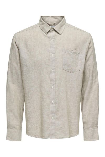 Only & Sons Onscaiden Life Reg Ls 1 Pkt Shirt Noos Stone