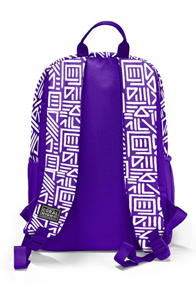 Coral High Mor Beyaz Geometrik Desenli 3 lü Okul Çanta Seti SET0123683