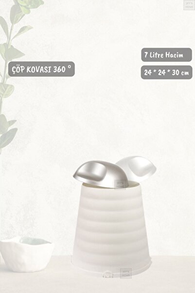 Jet's Home Çöp Kovası Bas-çek Kapaklı Çöp Kutusu Banyo Çöp Kovası Beyaz 7 Litre